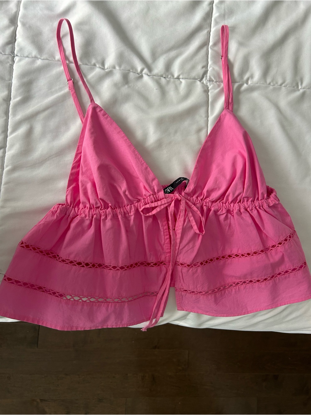 Zara Hot Pink Tie-Front Crop Top